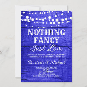 Invitación Boda de Azul Real Rústico Nada Lujoso Solo Amor