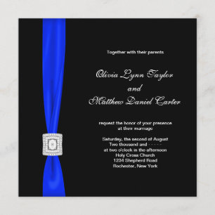 Invitación Boda de Azul Real y Negro