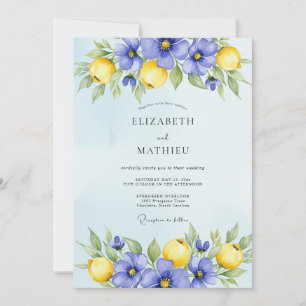 Invitación Boda de Azul Vivaz Citrus Violeta Periwinkle