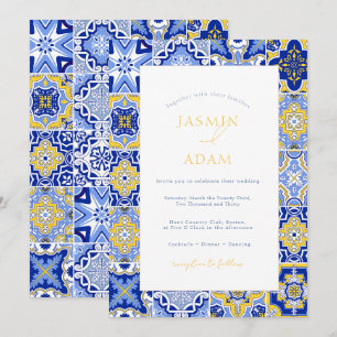 Invitación Boda de Azulejo Azul Mediterráneo