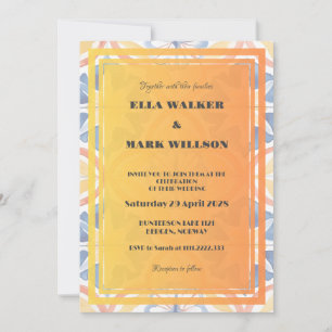 Invitación Boda de azulejo marroquí naranja Summer Bold