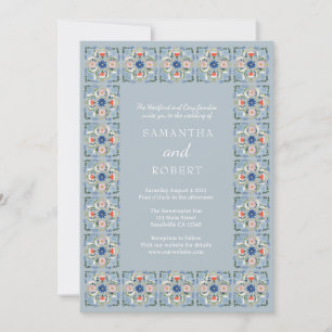 Invitación Boda de azulejos azules holandeses