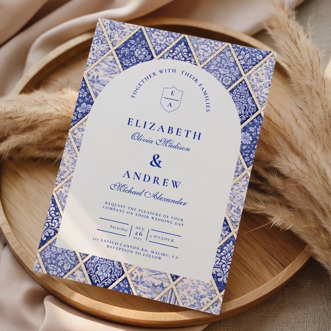 Invitación Boda de azulejos Delft europeos (Subido por el creador)