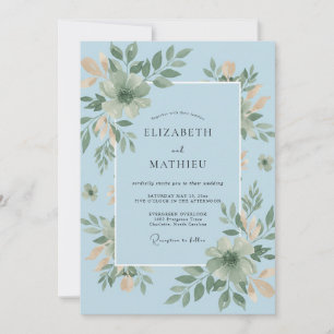 Invitación Boda de Azure Foliage Eucalipto Mantequilla