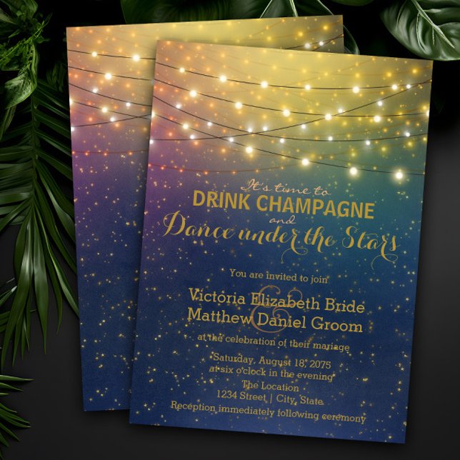Invitación Boda de Baile de Champagne Bajo las Estrellas (Subido por el creador)