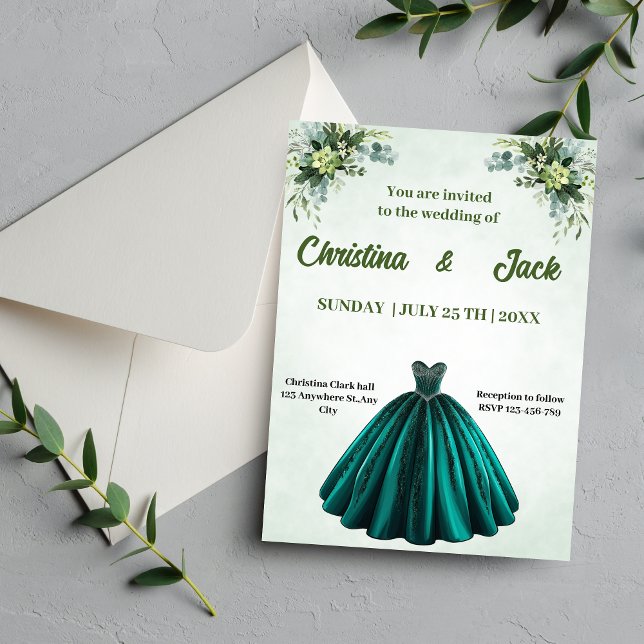 Invitación Boda de Balanza de Emerald Ballgown de diseño de j (Subido por el creador)