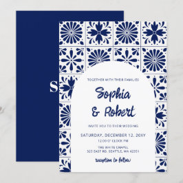 Invitación Boda de Baldosas de Talavera Azul de México