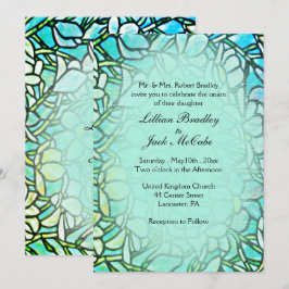 Invitación Boda de Baldosas Florales de Mosaico Verde