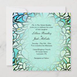 Invitación Boda de Baldosas Florales de Mosaico Verde