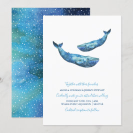 Invitación Boda de ballena azul acuarela