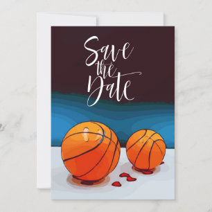 Invitación Boda de baloncesto con amor de fondo azul