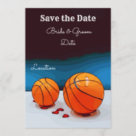 Invitación Boda de baloncesto con amor en fondo azul