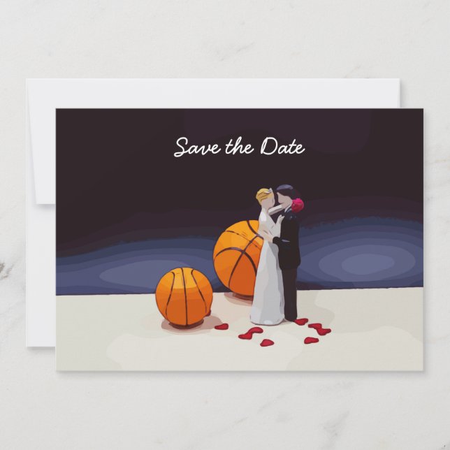 Invitación Boda de baloncesto salva la fecha con novio de nov (Anverso)