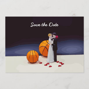 Invitación Boda de baloncesto Save the Date con novia novio