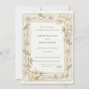 Invitación Boda de Bambú Dorado