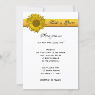 Invitación Boda de banda de girasol amarillo