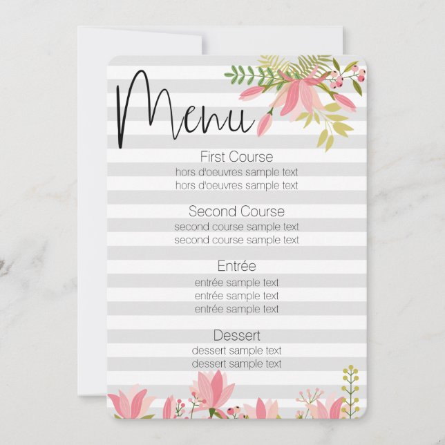 Invitación Boda de banda floral | Menú temático Fiesta Jardín (Anverso)