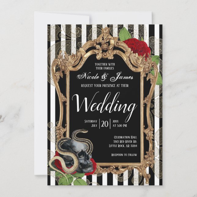 Invitación Boda de banda negra gótica de Victoria (Anverso)