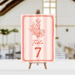 Invitación Boda de banda rosa floral<br><div class="desc">Ilustracion botánico floral de la línea roja sobre fondo de banda rosa con texto rojo y marco dibujado a mano.</div>
