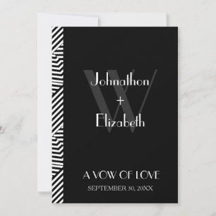 Invitación Boda de bandas monográficas en blanco y negro de m