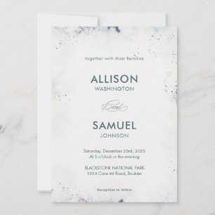 Invitación Boda de bandeja de tinta azul gris personalizado