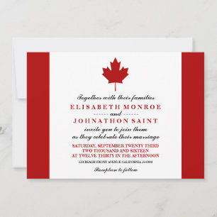 Invitación Boda de Bandera de Canadá