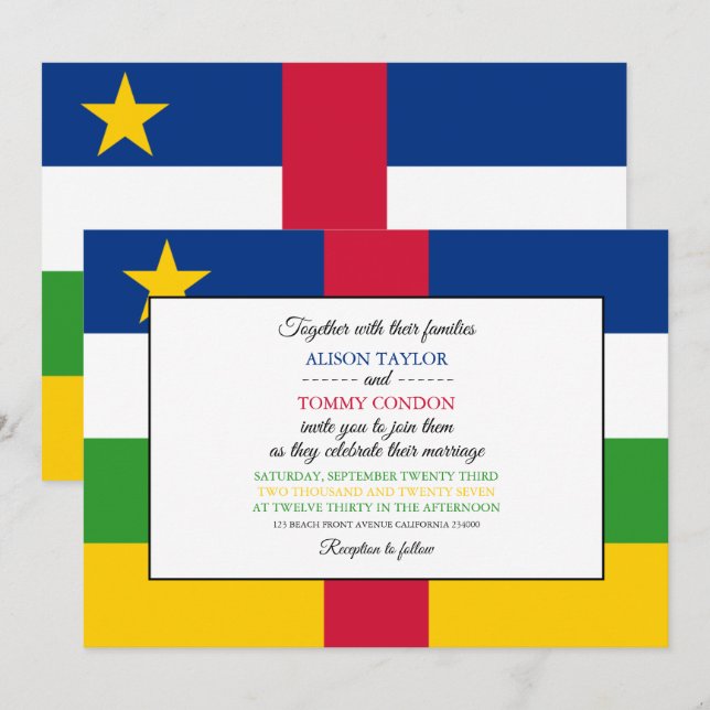 Invitación Boda de Bandera de la República Centroafricana (Anverso / Reverso)