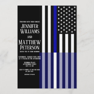Invitación Boda de bandera de línea blanca/azul delgada