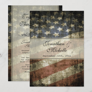 Invitación Boda de bandera estadounidense patriótica vintage