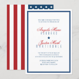 Invitación Boda de bandera patriótica de Estados Unidos