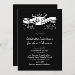 Invitación Boda de banner blanco y negro|