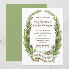 Invitación Boda de banner de barrido de color agua laurel