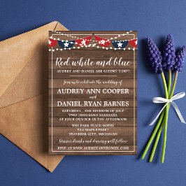 Invitación Boda de Banner de Luces Patrióticas 4 de julio