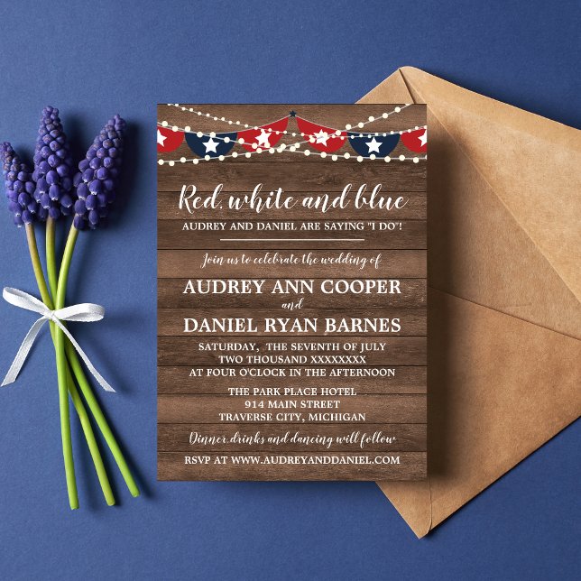 Invitación Boda de Banner de Luces Patrióticas 4 de julio (Subido por el creador)