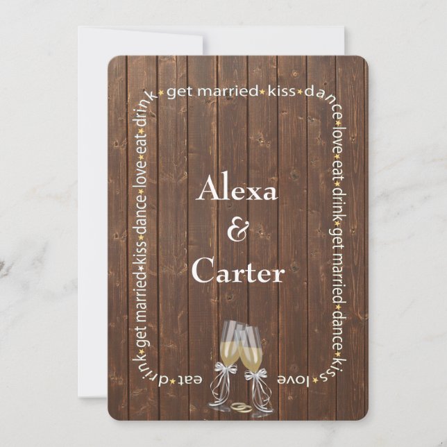 Invitación Boda de Barn Wood (Anverso)