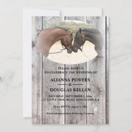 Invitación Boda de barnboard gris de los caballos del país