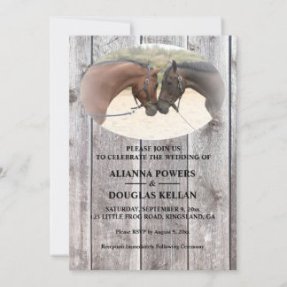 Invitación Boda de barnboard gris de los caballos del país
