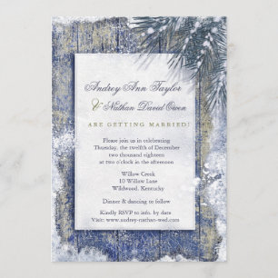 Invitación Boda de Barnwood de Nieve de Invierno Ruso