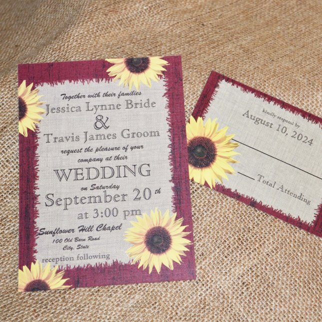 Invitación Boda de Barnwood y Sunflower (Subido por el creador)
