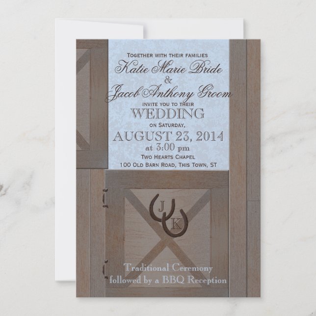 Invitación Boda de barra de puertas estables (Anverso)