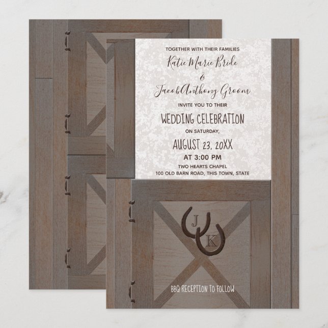 Invitación Boda de barra de puertas estables (Anverso / Reverso)