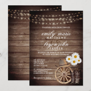 Invitación Boda de barril de madera de campo con flores de ma