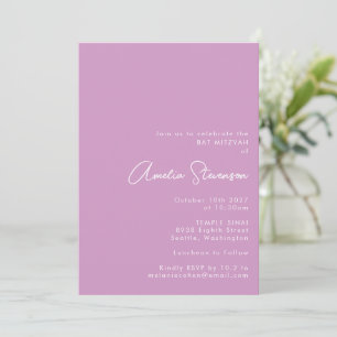 Invitación Boda de Bat Mitzvah Minimalista Moderna de Lavanda