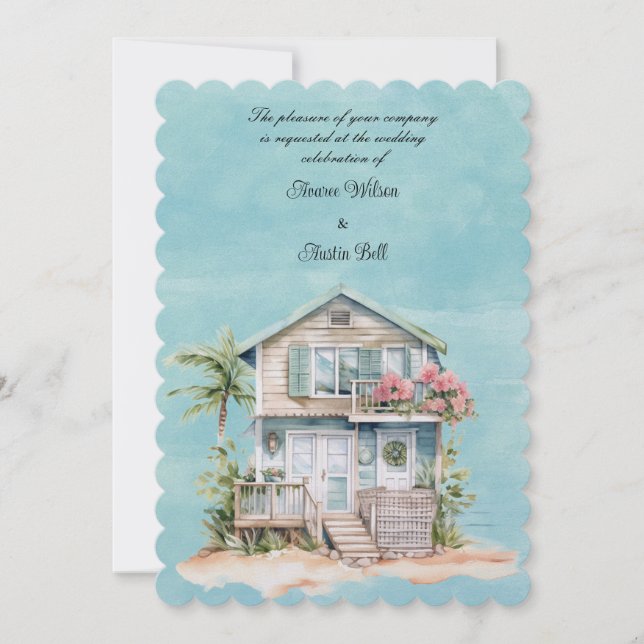 Invitación Boda de Beach House (Anverso)