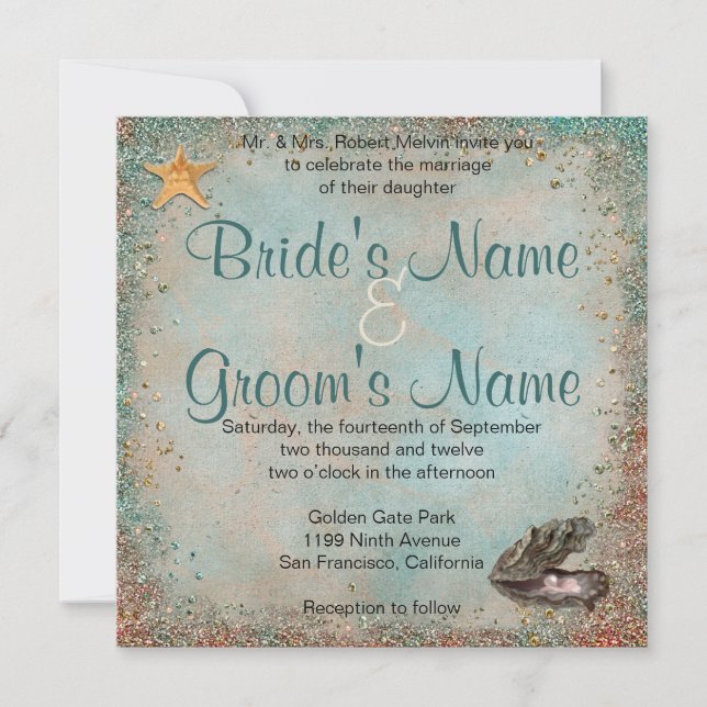 Invitación Boda de Beach Seashells (Anverso)
