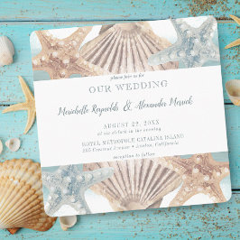 Invitación Boda de Beach Starfish Seashell Square