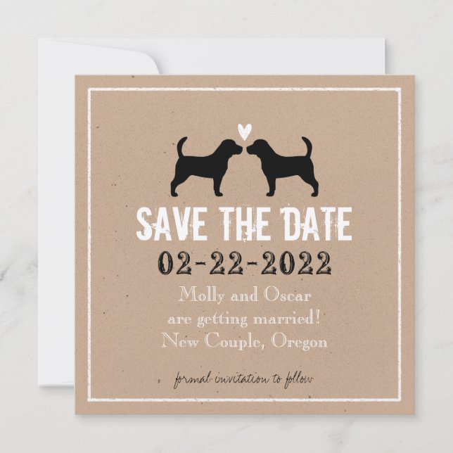 Invitación Boda de Beagles Salven la Fecha (Anverso)