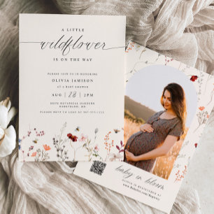 Invitación Boda de bebé boho de flor silvestre y vegetación