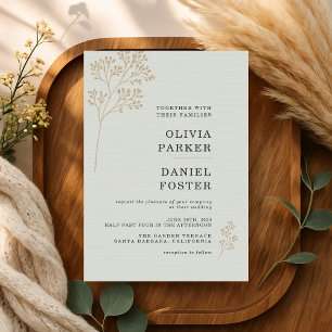 Invitación Boda de bebé respira verde salvia