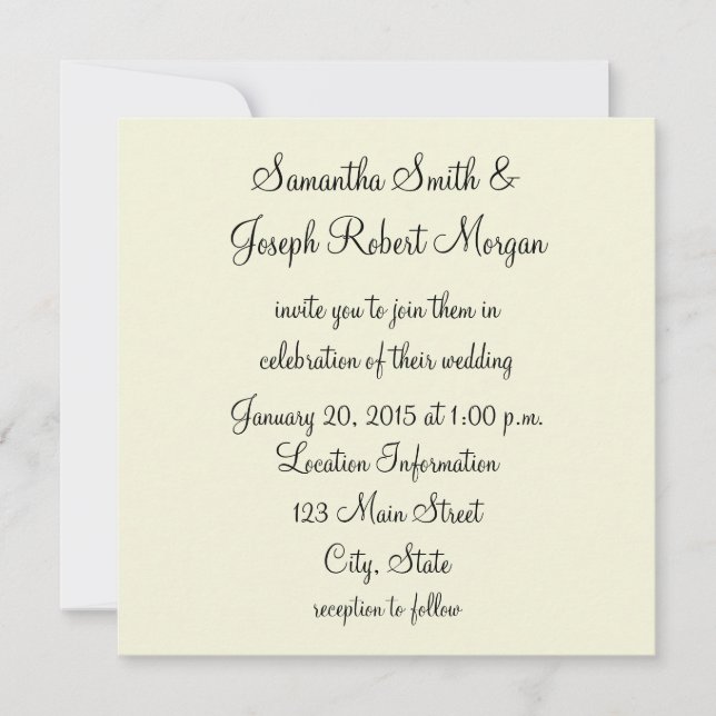 Invitación Boda de Beige Sólido (Anverso)